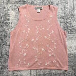 VTG Dress Barn Sweater Vest Womens Medium Floral Embroidered Coquette 90s Y2K